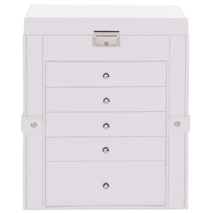 Jewellery Box 6-Layer with Mirror Lockable White