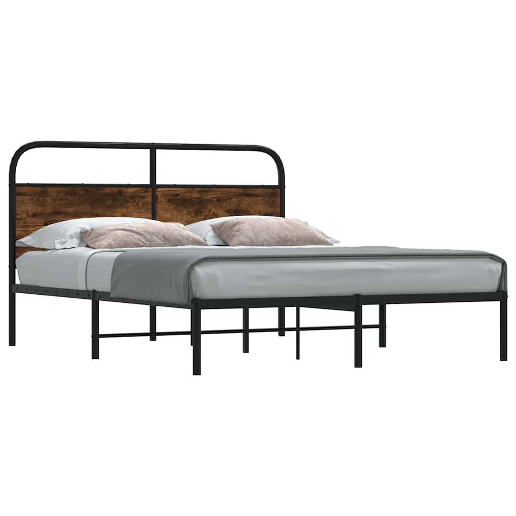 Bed Frame Without Mattress 120x200 cm Smoked Oak Engineered Wood