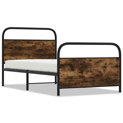 Bed Frame Without Mattress 90x200 cm Smoked Oak Engineered Wood