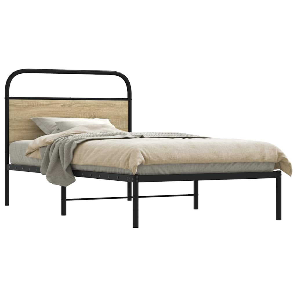 Bed Frame Without Mattress 90x200 cm Sonoma Oak Engineered Wood