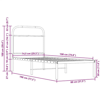 Replace Headboard Sonoma Oak 75 cm Steel and Engineered Wood