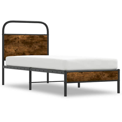 Bed Frame Without Mattress 75x190 cm Smoked Oak Engineered Wood