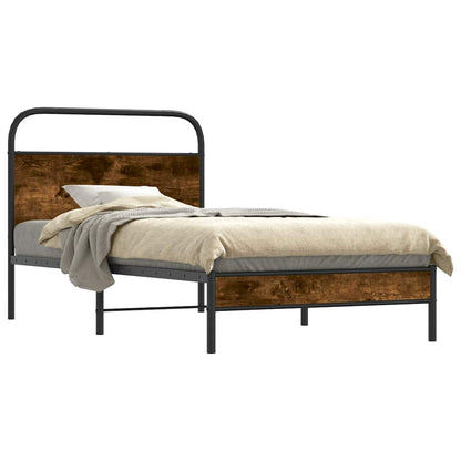 Bed Frame Without Mattress 90x190 cm Smoked Oak Engineered Wood