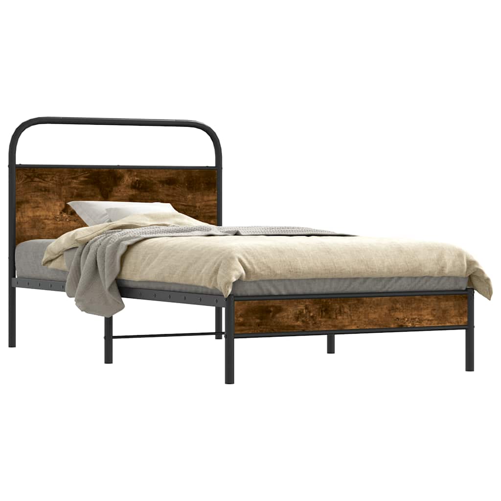 Bed Frame Without Mattress 90x200 cm Smoked Oak Engineered Wood