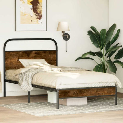 Bed Frame Without Mattress 90x200 cm Smoked Oak Engineered Wood