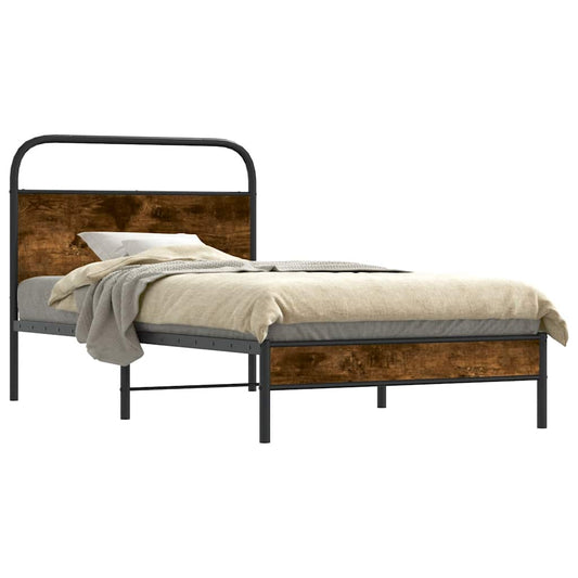 Bed Frame Without Mattress 100x200 cm Smoked Oak Engineered Wood