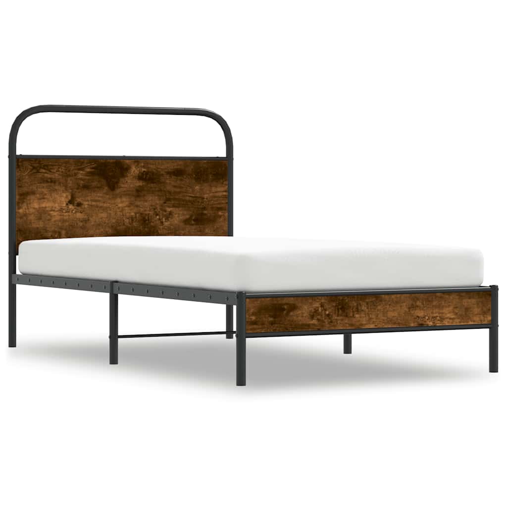 Bed Frame Without Mattress 100x200 cm Smoked Oak Engineered Wood