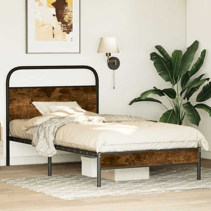 Bed Frame Without Mattress 100x200 cm Smoked Oak Engineered Wood