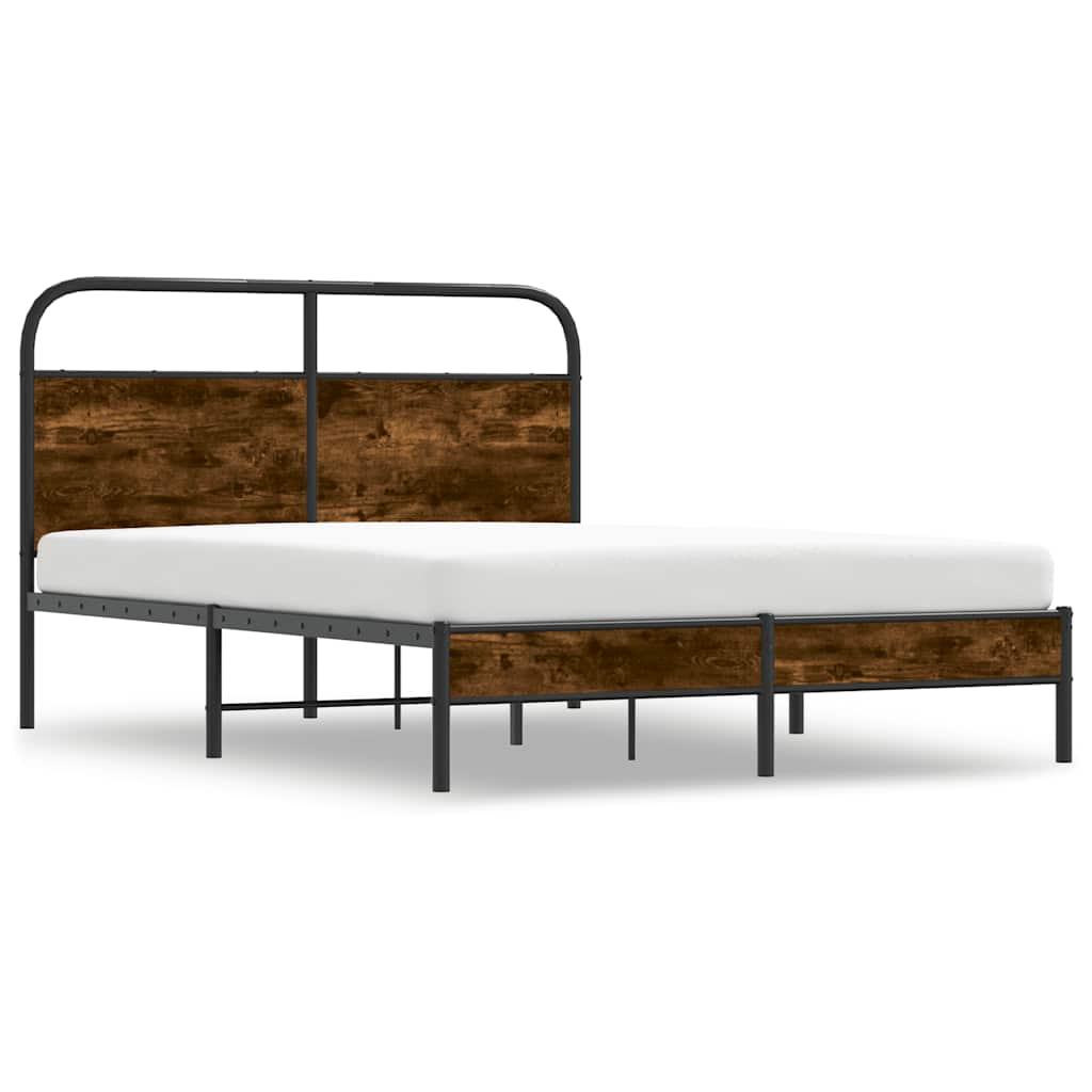 Bed Frame Without Mattress 135x190 cm Smoked Oak Engineered Wood