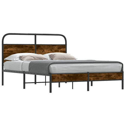 Bed Frame Without Mattress 140x200 cm Smoked Oak Engineered Wood