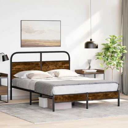 Bed Frame Without Mattress 140x200 cm Smoked Oak Engineered Wood