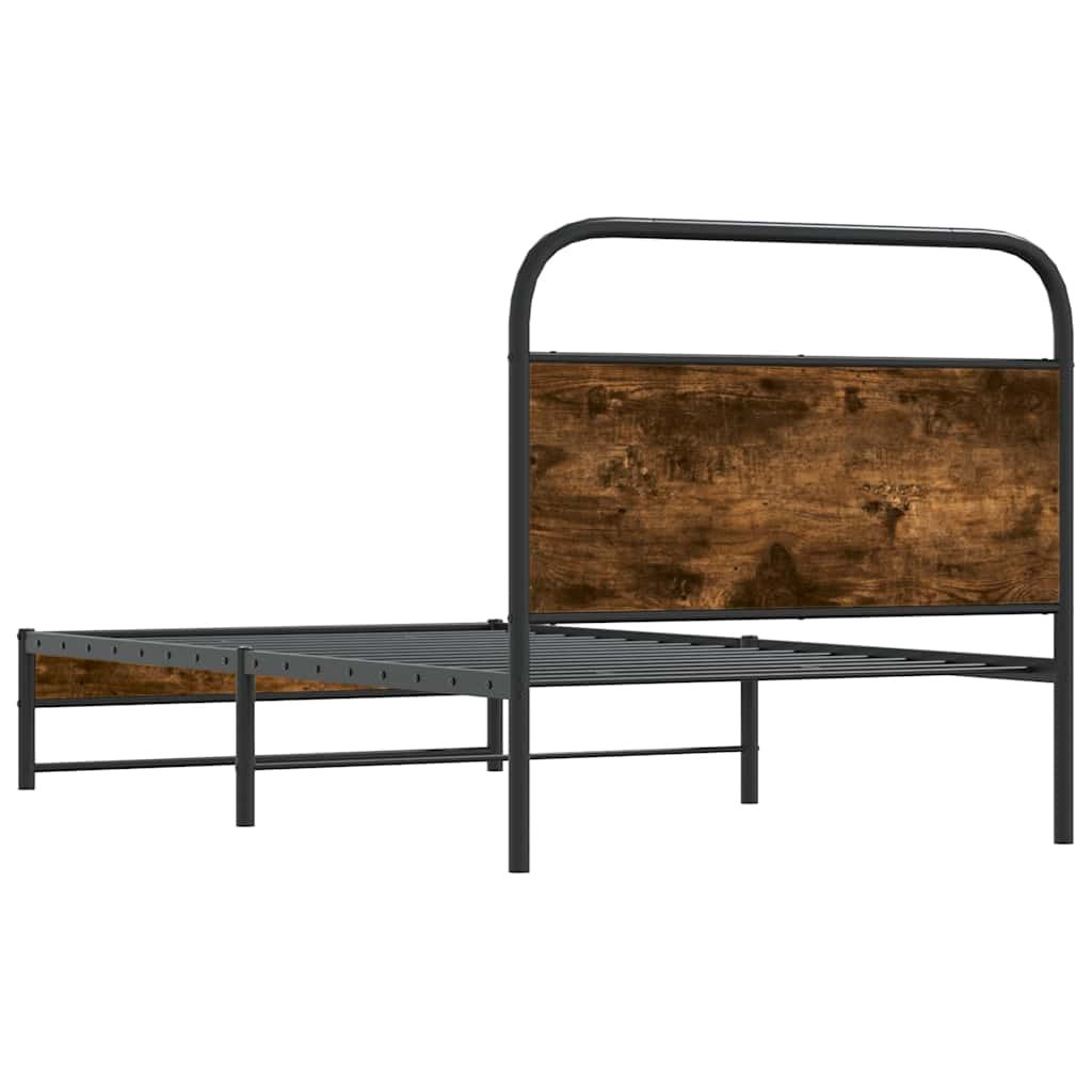 Bed Frame Without Mattress 90x190 cm Smoked Oak Engineered Wood