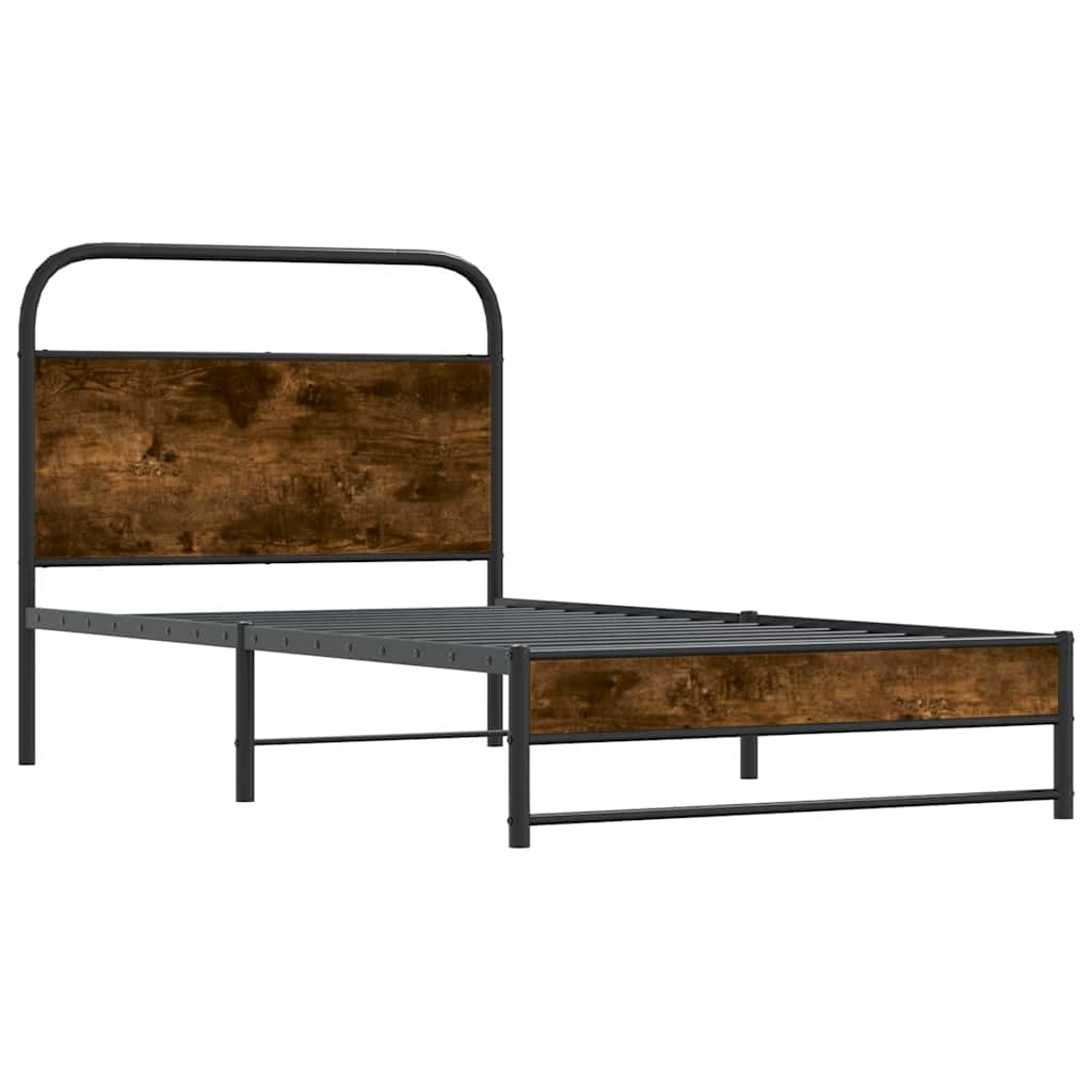 Bed Frame Without Mattress 100x190 cm Smoked Oak Engineered Wood