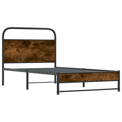 Bed Frame Without Mattress 100x190 cm Smoked Oak Engineered Wood