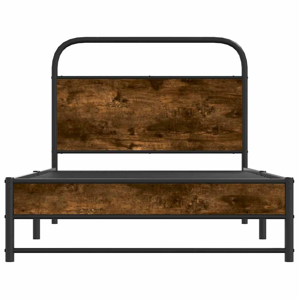 Bed Frame Without Mattress 100x190 cm Smoked Oak Engineered Wood