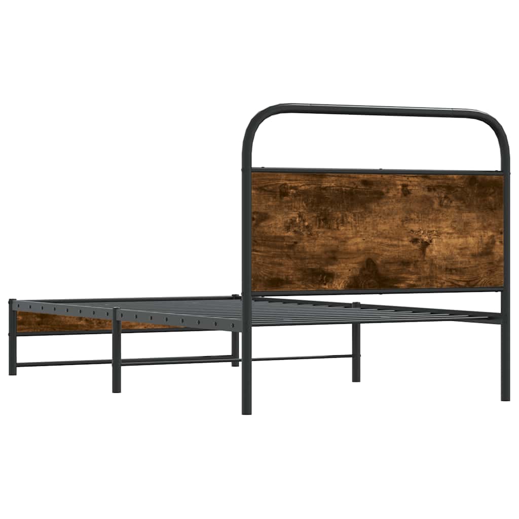 Bed Frame Without Mattress 100x190 cm Smoked Oak Engineered Wood