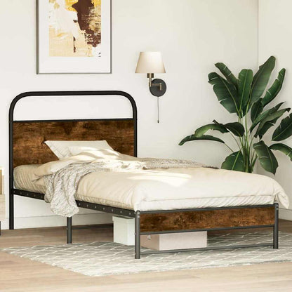 Bed Frame Without Mattress 100x200 cm Smoked Oak Engineered Wood