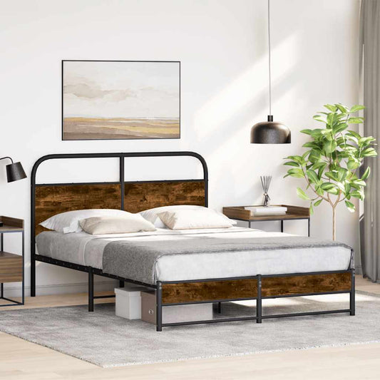 Bed Frame Without Mattress 120x190 cm Smoked Oak Engineered Wood