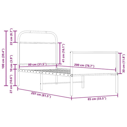 Bed Frame without Mattress 80x200 cm Sonoma Oak Engineered Wood