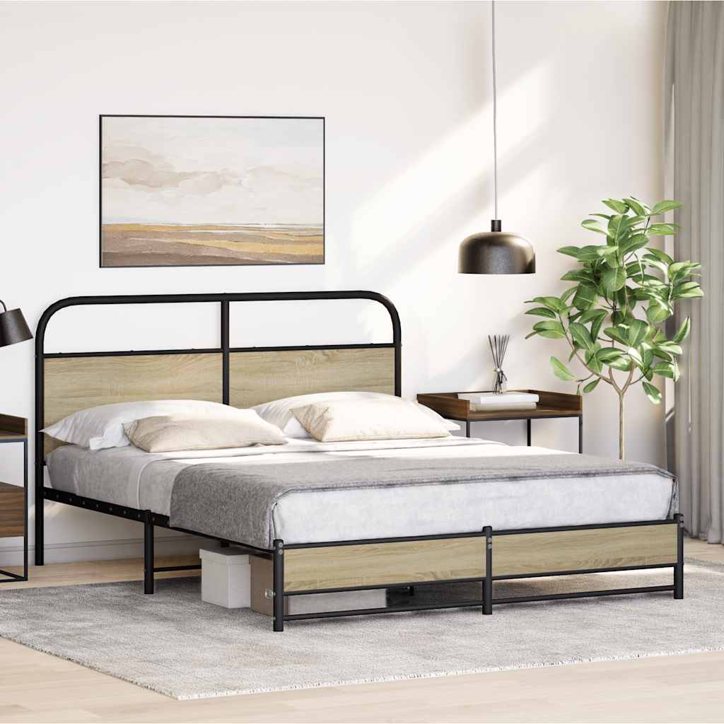 Bed Frame without Mattress 150x200 cm King Size Sonoma Oak Engineered Wood