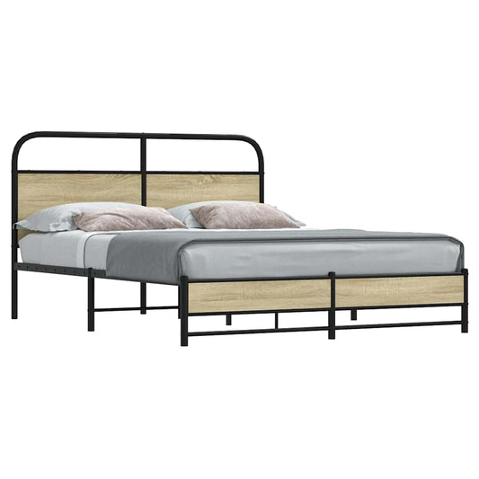 Bed Frame without Mattress 150x200 cm King Size Sonoma Oak Engineered Wood