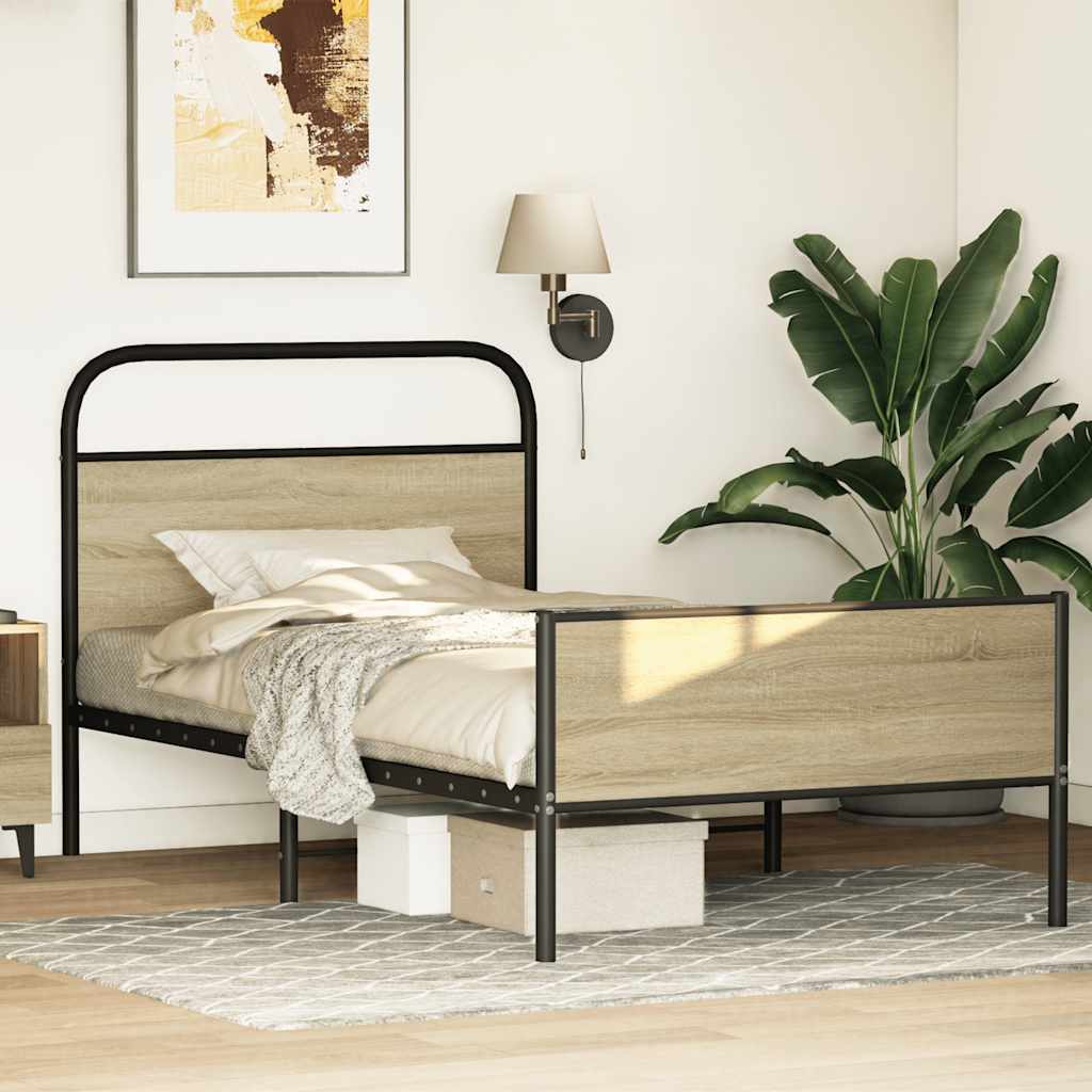 Bed Frame without Mattress 100x190 cm Sonoma Oak Engineered Wood
