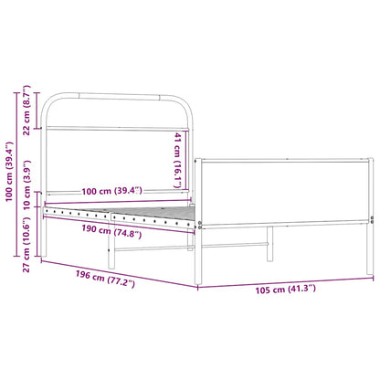 Bed Frame without Mattress 100x190 cm Sonoma Oak Engineered Wood