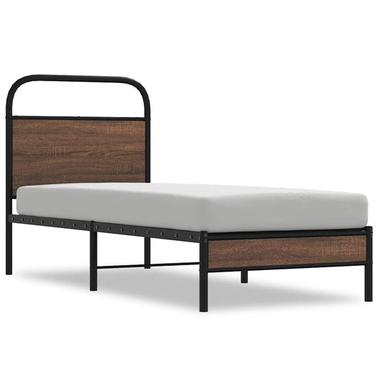 Bed Frame without Mattress 75x190 cm Brown Oak Engineered Wood