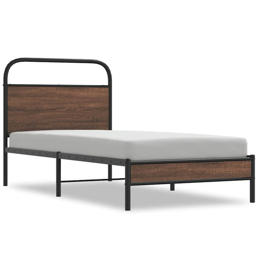 Bed Frame without Mattress 100x200 cm Brown Oak Engineered Wood