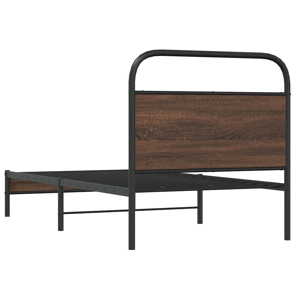 Bed Frame without Mattress 100x200 cm Brown Oak Engineered Wood