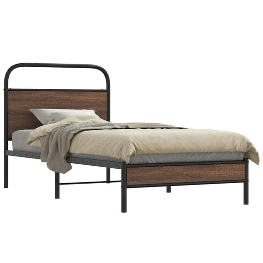 Bed Frame without Mattress 100x200 cm Brown Oak Engineered Wood