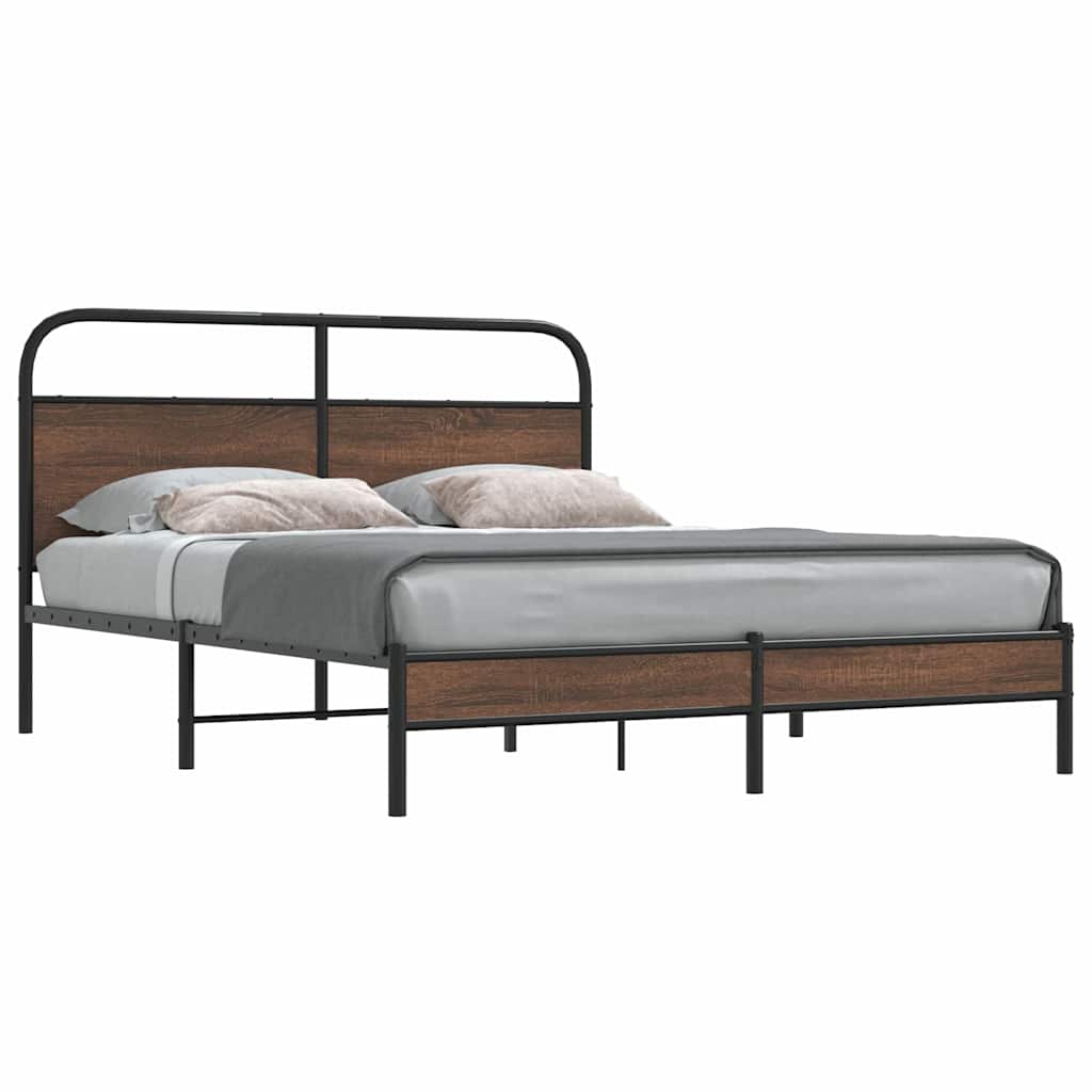 Bed Frame without Mattress 150x200 cm King Size Brown Oak Engineered Wood