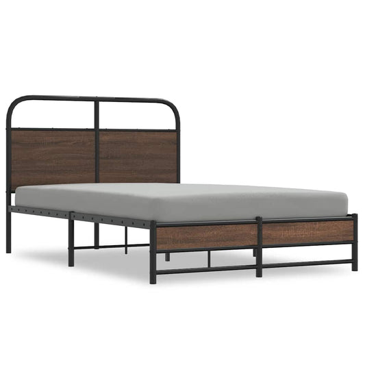 Bed Frame without Mattress 135x190 cm Brown Oak Engineered Wood