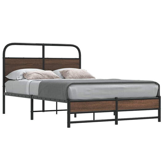 Bed Frame without Mattress 140x190 cm Brown Oak Engineered Wood