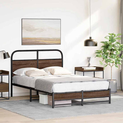 Bed Frame without Mattress 140x200 cm Brown Oak Engineered Wood
