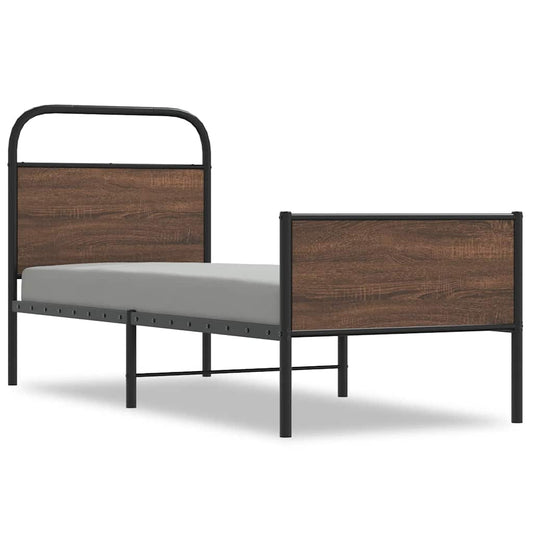 Bed Frame without Mattress 80x200 cm Brown Oak Engineered Wood