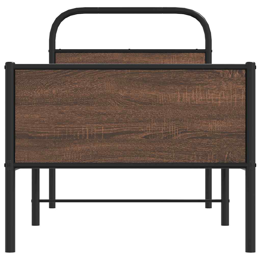Bed Frame without Mattress 80x200 cm Brown Oak Engineered Wood