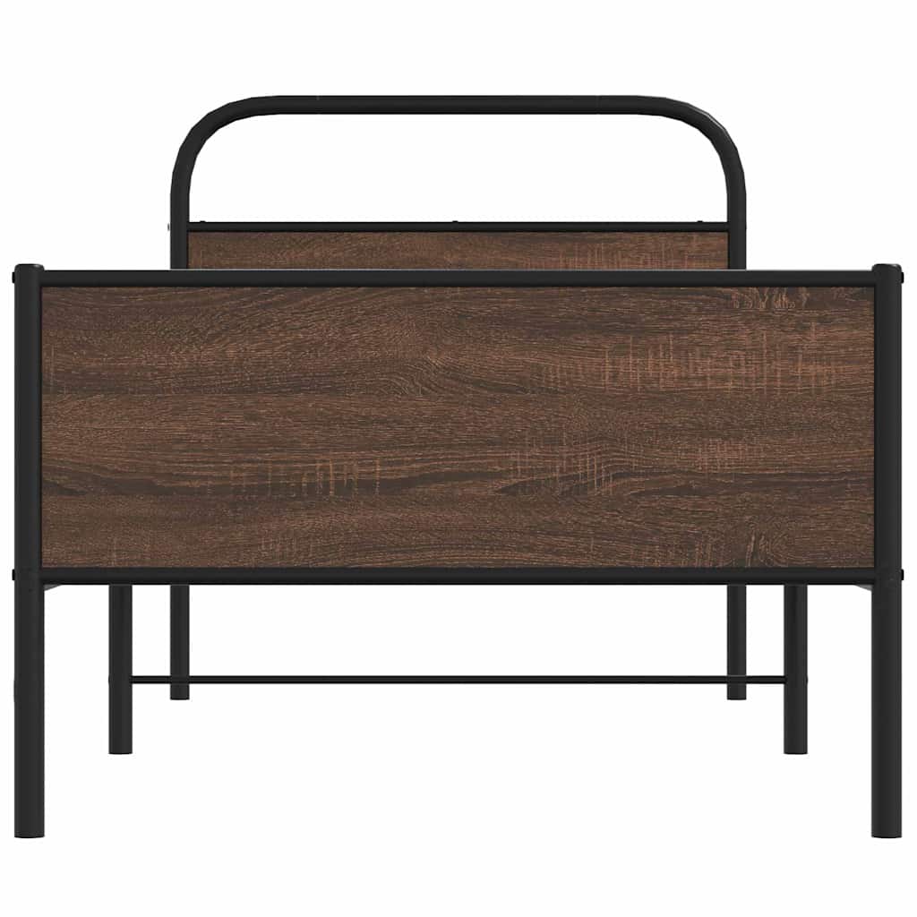 Bed Frame without Mattress 100x190 cm Brown Oak Engineered Wood