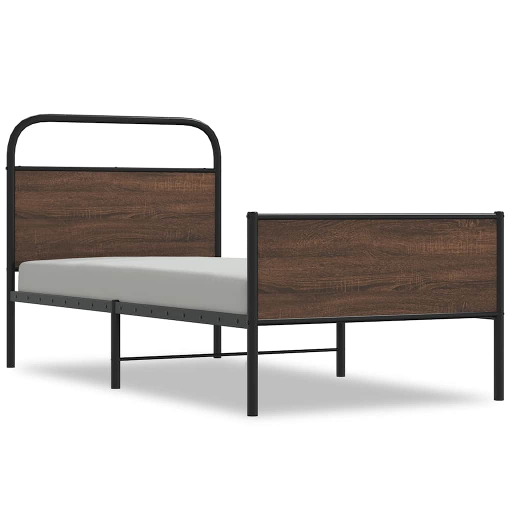 Bed Frame without Mattress 107x203 cm Brown Oak Engineered Wood