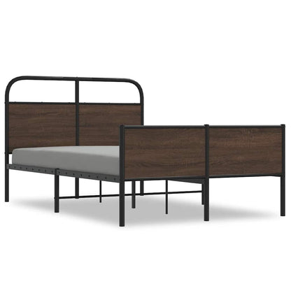 Bed Frame without Mattress 135x190 cm Brown Oak Engineered Wood