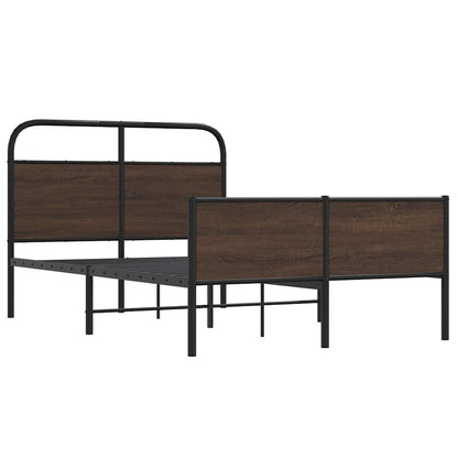 Bed Frame without Mattress 140x190 cm Brown Oak Engineered Wood