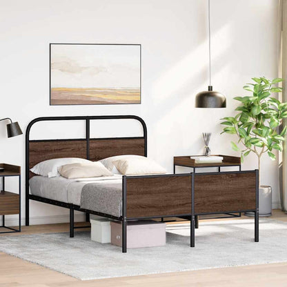 Bed Frame without Mattress 140x190 cm Brown Oak Engineered Wood