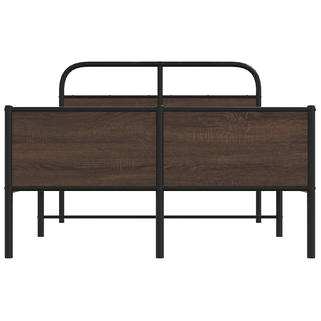 Bed Frame without Mattress 140x190 cm Brown Oak Engineered Wood
