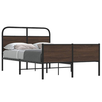 Bed Frame without Mattress 140x190 cm Brown Oak Engineered Wood