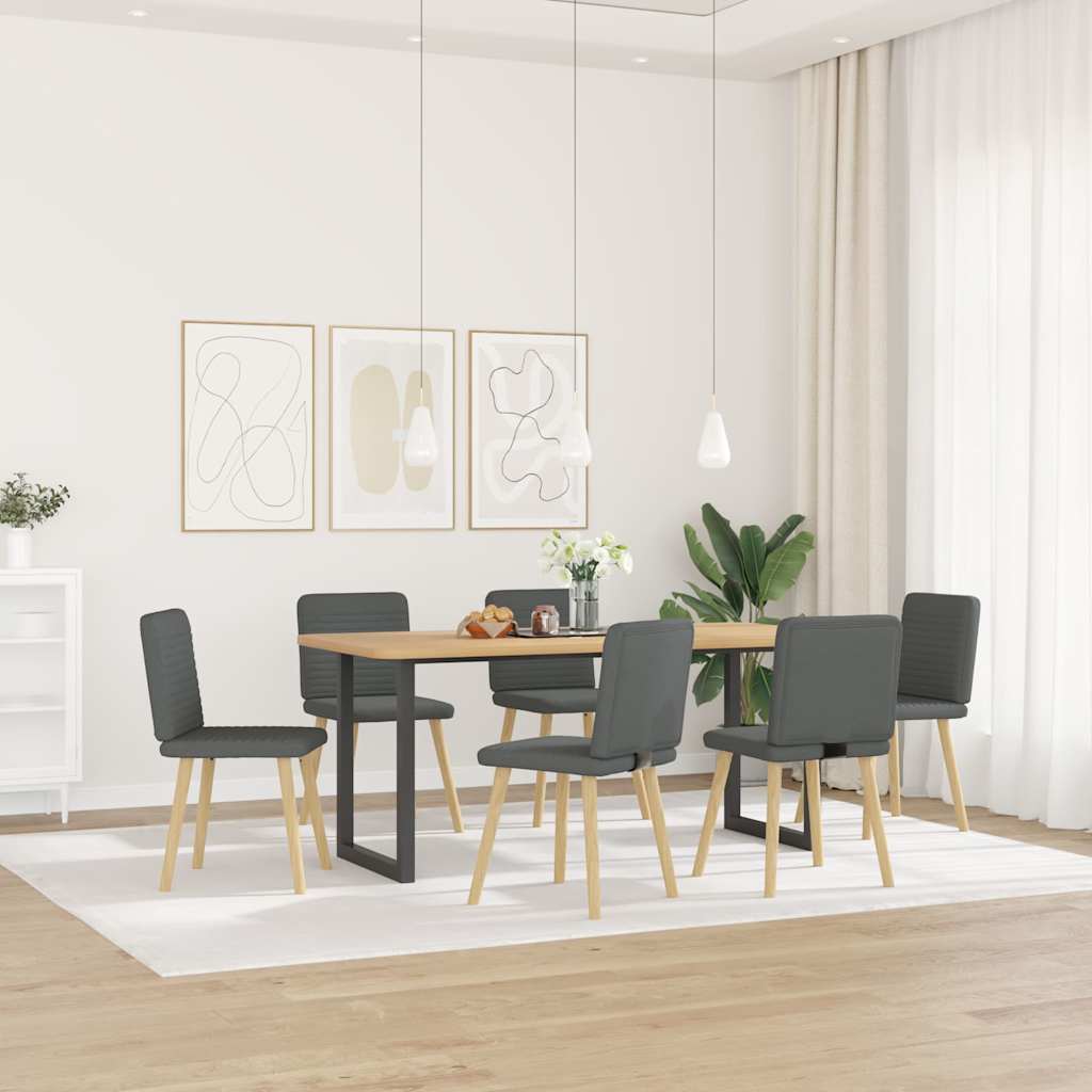 Dining Chairs 6 pcs Dark Gray Fabric
