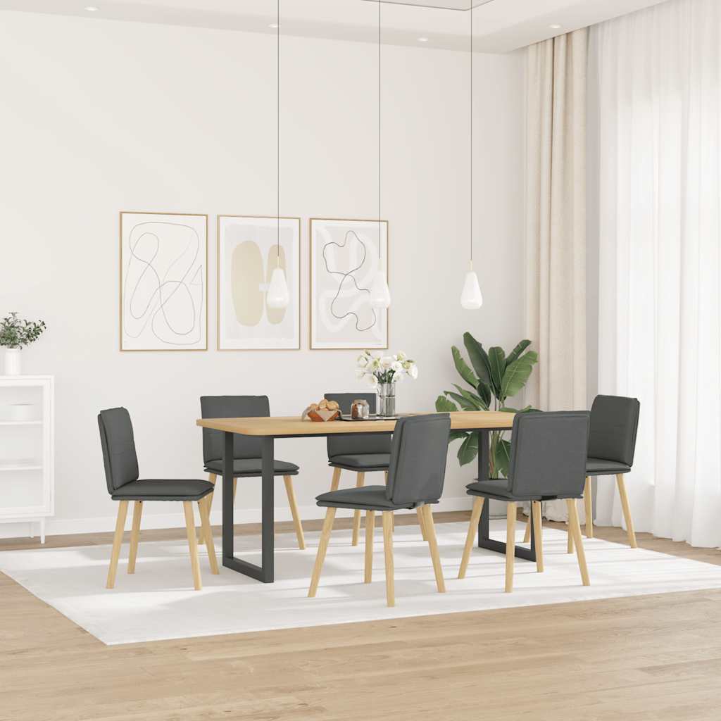 Dining Chairs 6 pcs Dark Gray Fabric