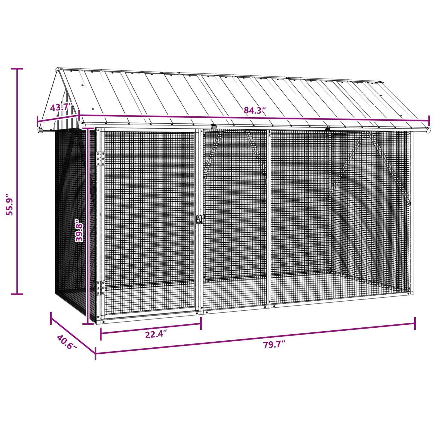 Bird Cage Anthracite 227 x 112 x 141 cm Galvanised Steel