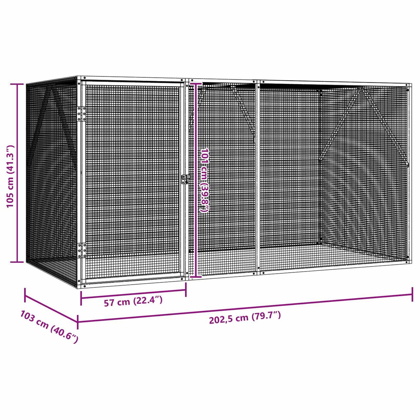 Bird Cage Silver 208 x 102 x 108 cm