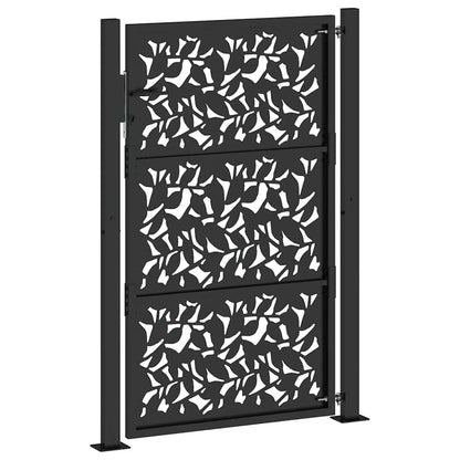 Garden Gate Black 100x150 cm Steel Leaf Design