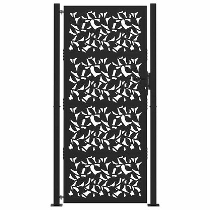 Garden Gate Black 100x200 cm Steel Leaf Design